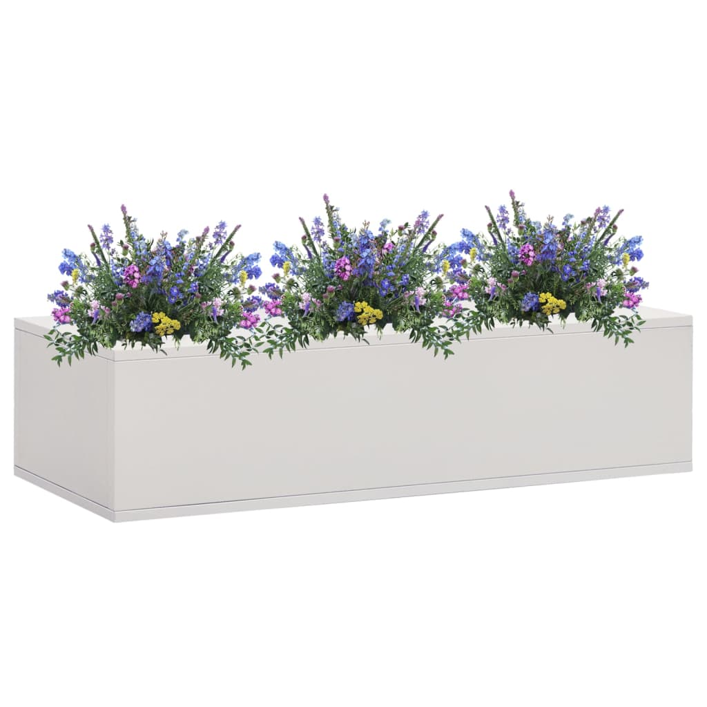vidaXL Planter Flower Box with 3 Holder Holes Patio Outdoor Plant Box Steel-0