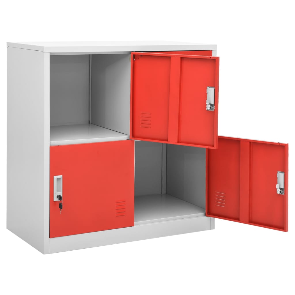 vidaXL Locker Cabinet Light Gray and Red 35.4"x17.7"x36.4" Steel-4