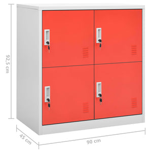 vidaXL Locker Cabinet Light Gray and Red 35.4"x17.7"x36.4" Steel-6