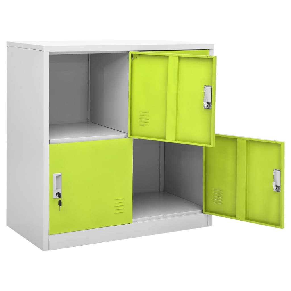 vidaXL Locker Cabinet Light Gray and Green 35.4"x17.7"x36.4" Steel-4