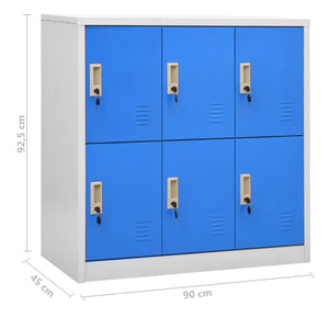 vidaXL Locker Cabinet Light Gray and Blue 35.4"x17.7"x36.4" Steel-7