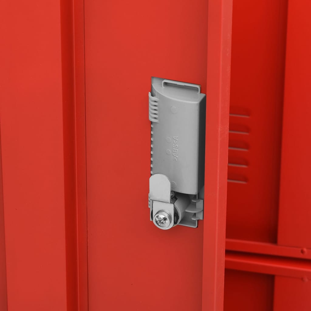 vidaXL Locker Cabinet Light Gray and Red 35.4"x17.7"x36.4" Steel-1