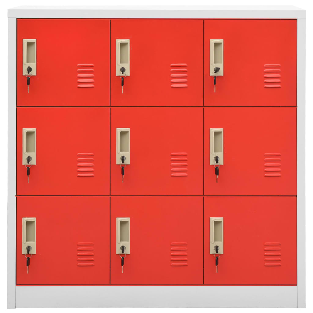 vidaXL Locker Cabinet Light Gray and Red 35.4"x17.7"x36.4" Steel-2
