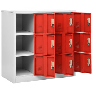 vidaXL Locker Cabinet Light Gray and Red 35.4"x17.7"x36.4" Steel-5