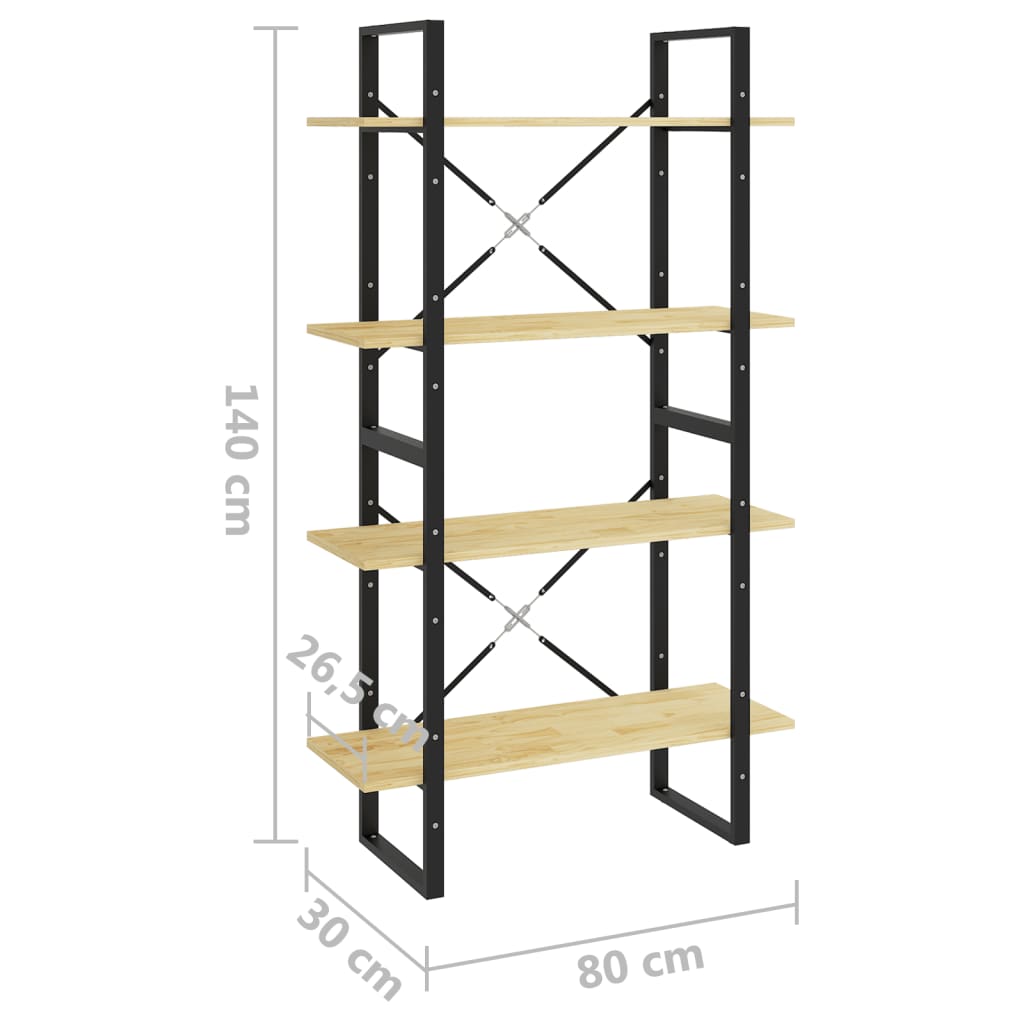 vidaXL 4-Tier Book Cabinet 31.5"x11.8"x55.1" Solid Pine Wood-7