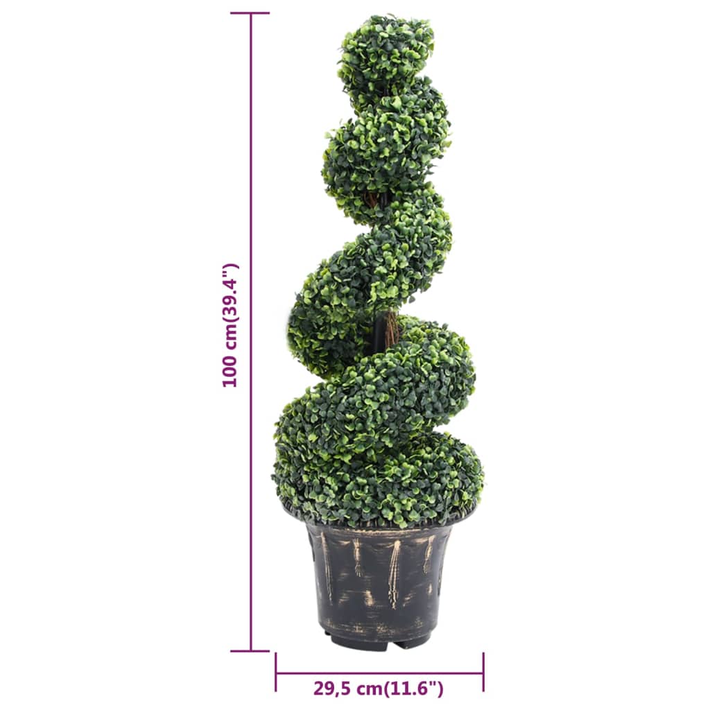 vidaXL Artificial Topiary Tree Boxwood Plant with Pot Faux Boxwood Green 46.1"-1