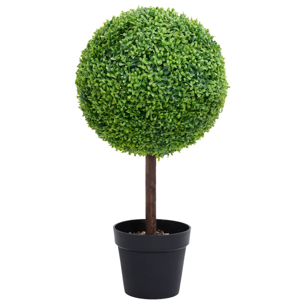 vidaXL Artificial Topiary Tree Faux Boxwood Ball with Pot Fake Plant Green 28"-29