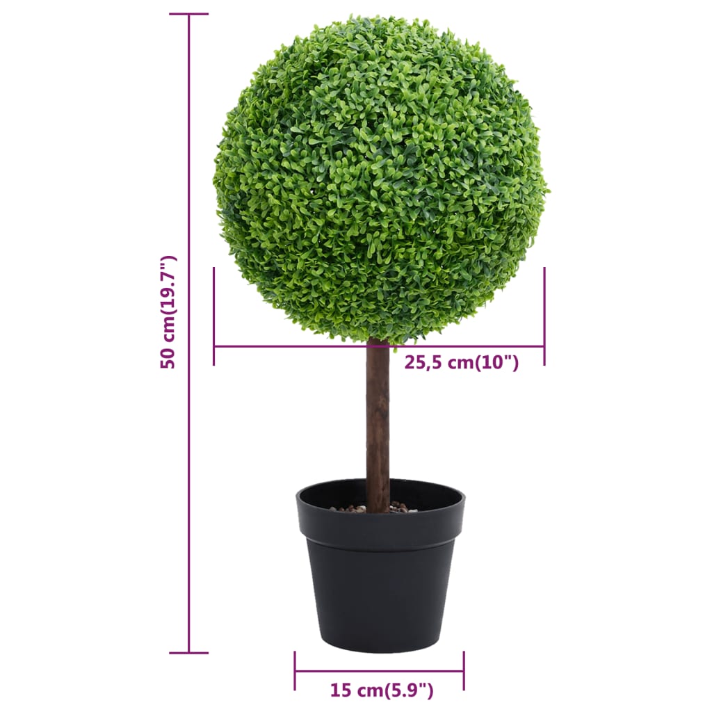 vidaXL Artificial Topiary Tree Faux Boxwood Ball with Pot Fake Plant Green 28"-7