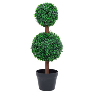 vidaXL Artificial Topiary Tree Faux Boxwood Ball with Pot Fake Plant Green 28"-22