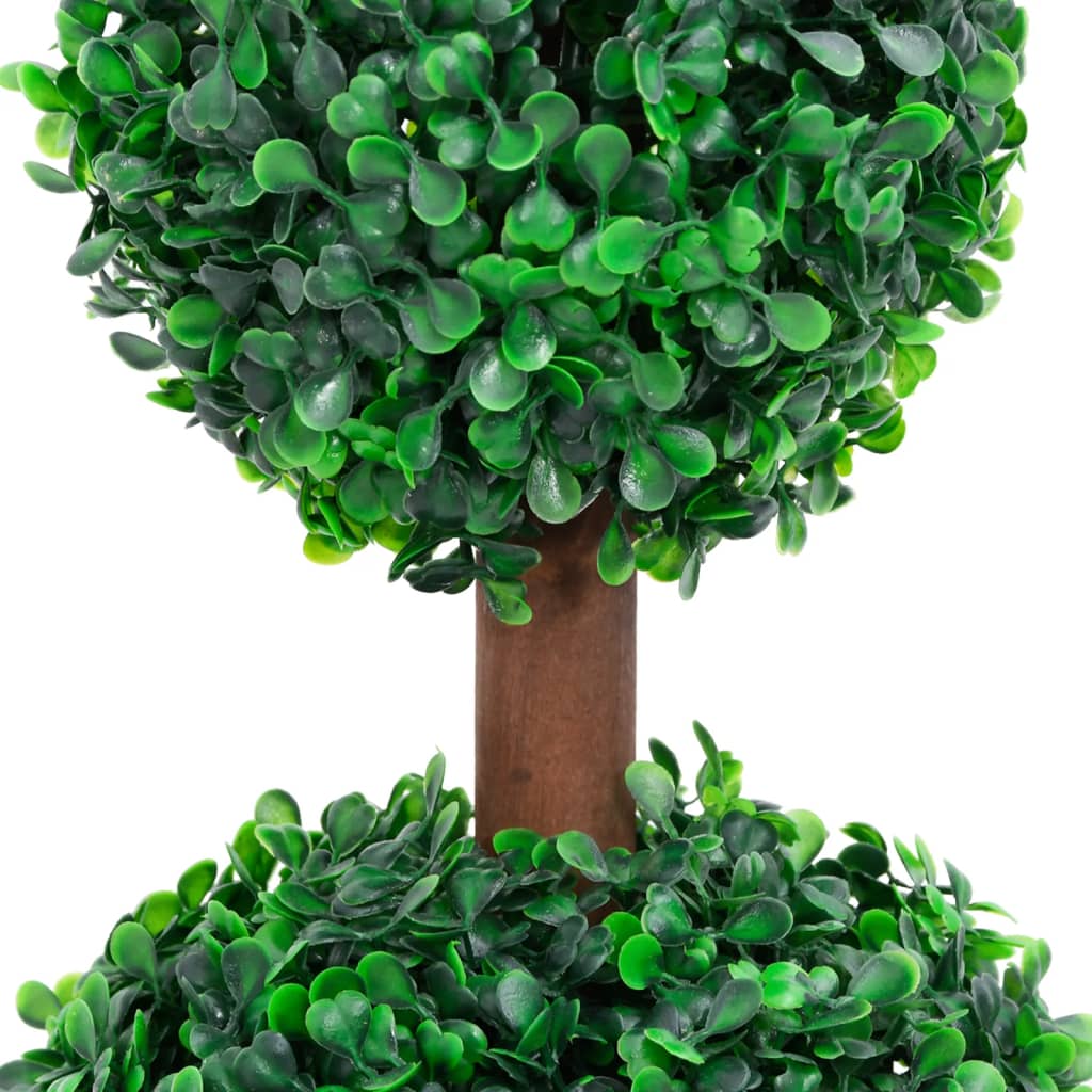 vidaXL Artificial Topiary Tree Faux Boxwood Ball with Pot Fake Plant Green 28"-2