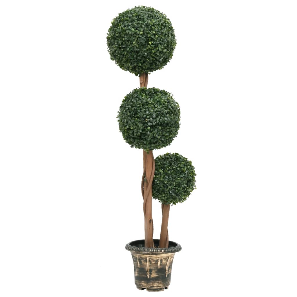 vidaXL Artificial Topiary Tree Faux Boxwood Ball with Pot Fake Plant Green 28"-18