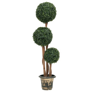 vidaXL Artificial Topiary Tree Faux Boxwood Ball with Pot Fake Plant Green 28"-24