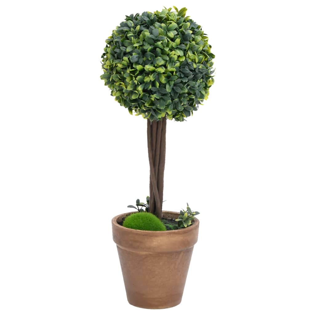 vidaXL Artificial Topiary Tree 2 pcs Faux Boxwood with Pots Ball Shaped Green 13"-7