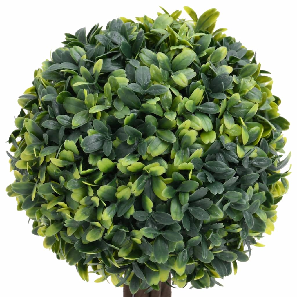 vidaXL Artificial Topiary Tree 2 pcs Faux Boxwood with Pots Ball Shaped Green 13"-13