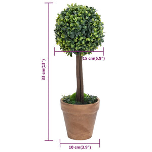 vidaXL Artificial Topiary Tree 2 pcs Faux Boxwood with Pots Ball Shaped Green 13"-5