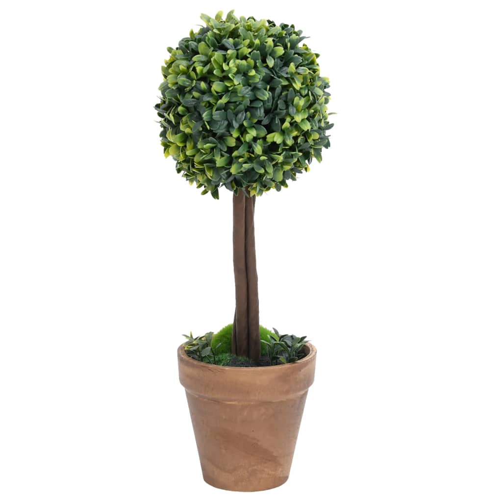 vidaXL Artificial Topiary Tree 2 pcs Faux Boxwood with Pots Ball Shaped Green 13"-6