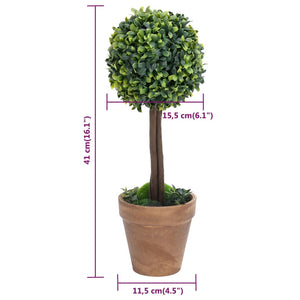 vidaXL Artificial Topiary Tree 2 pcs Faux Boxwood with Pots Ball Shaped Green 13"-19