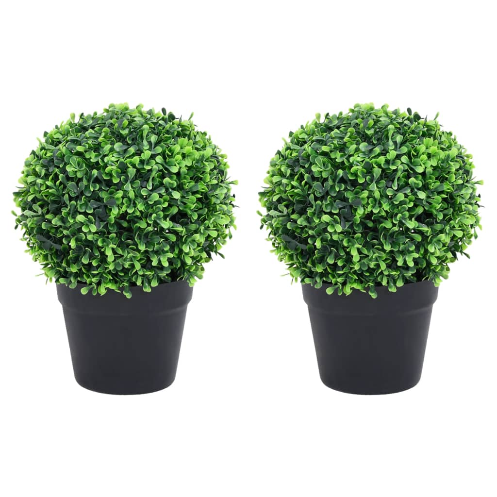 vidaXL Artificial Plant 2 Pcs Fake Plant Ball Shaped Fake Boxwood with Pots-13