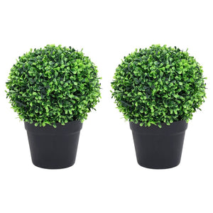 vidaXL Artificial Plant 2 Pcs Fake Plant Ball Shaped Fake Boxwood with Pots-13