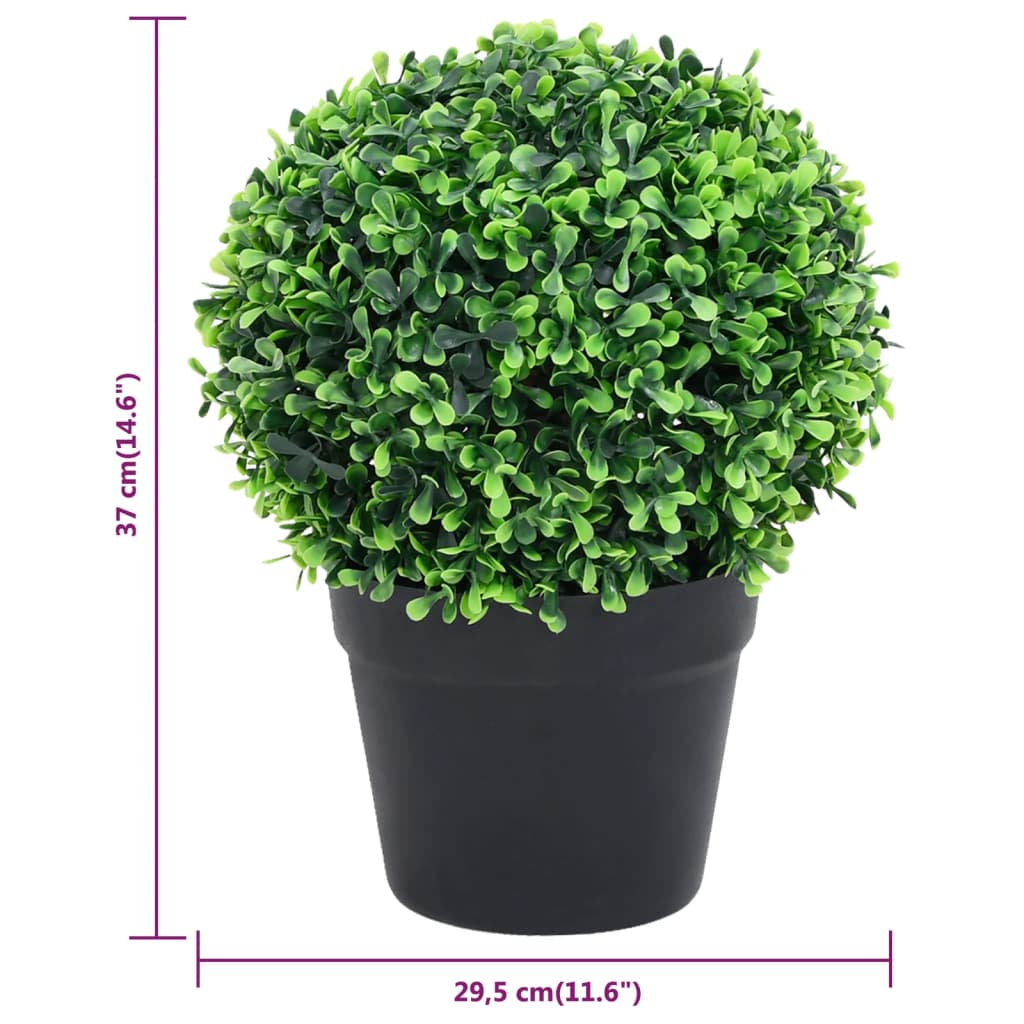 vidaXL Artificial Plant 2 Pcs Fake Plant Ball Shaped Fake Boxwood with Pots-4