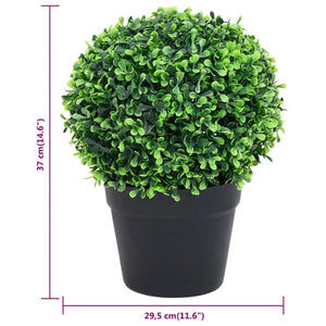 vidaXL Artificial Plant 2 Pcs Fake Plant Ball Shaped Fake Boxwood with Pots-15