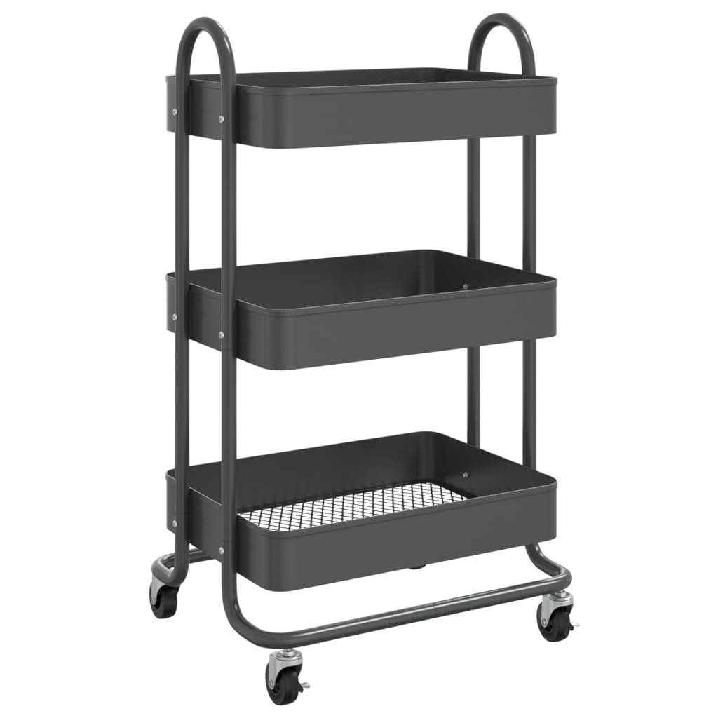 vidaXL Trolley 3-Tier Kitchen Trolley Kitchen Island Storage Utility Cart-7