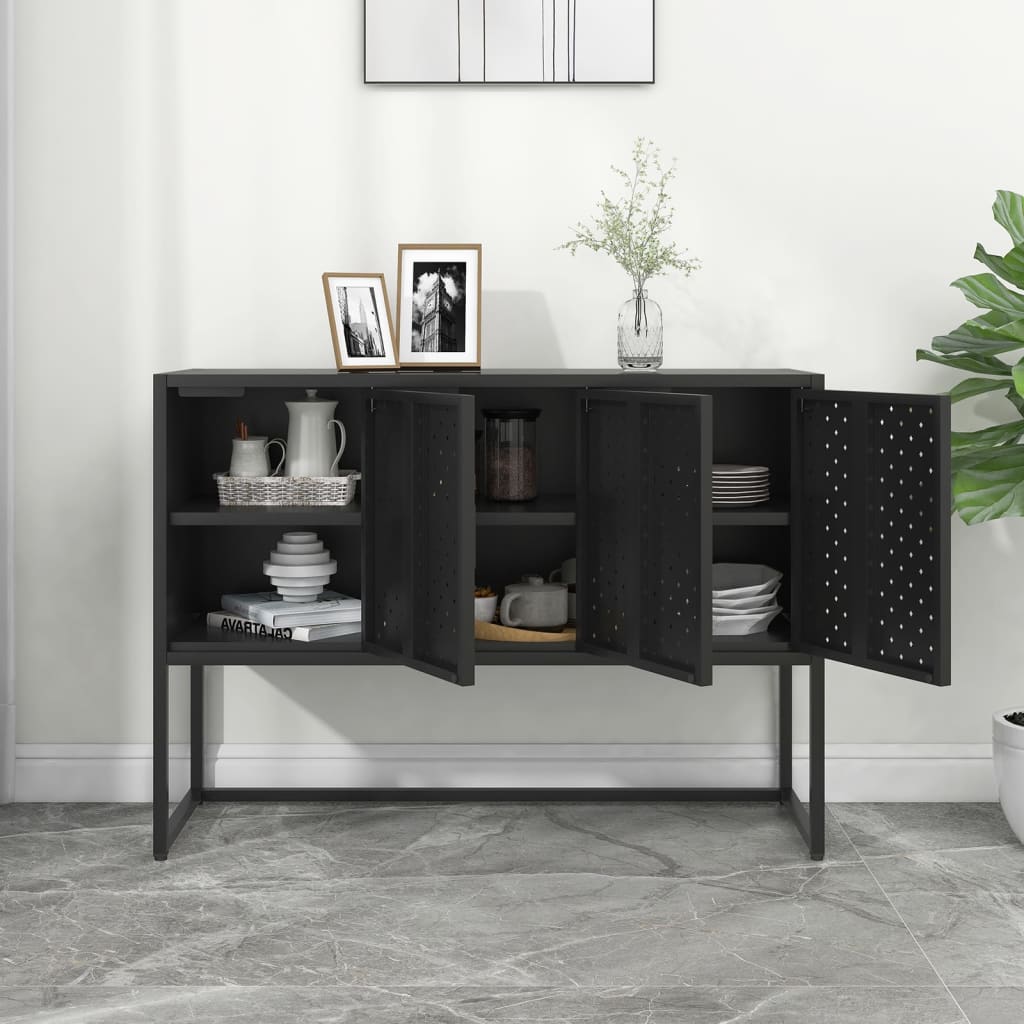 vidaXL Sideboard Storage Buffet Cabinet for Kitchen Living Room Entryway Steel-4