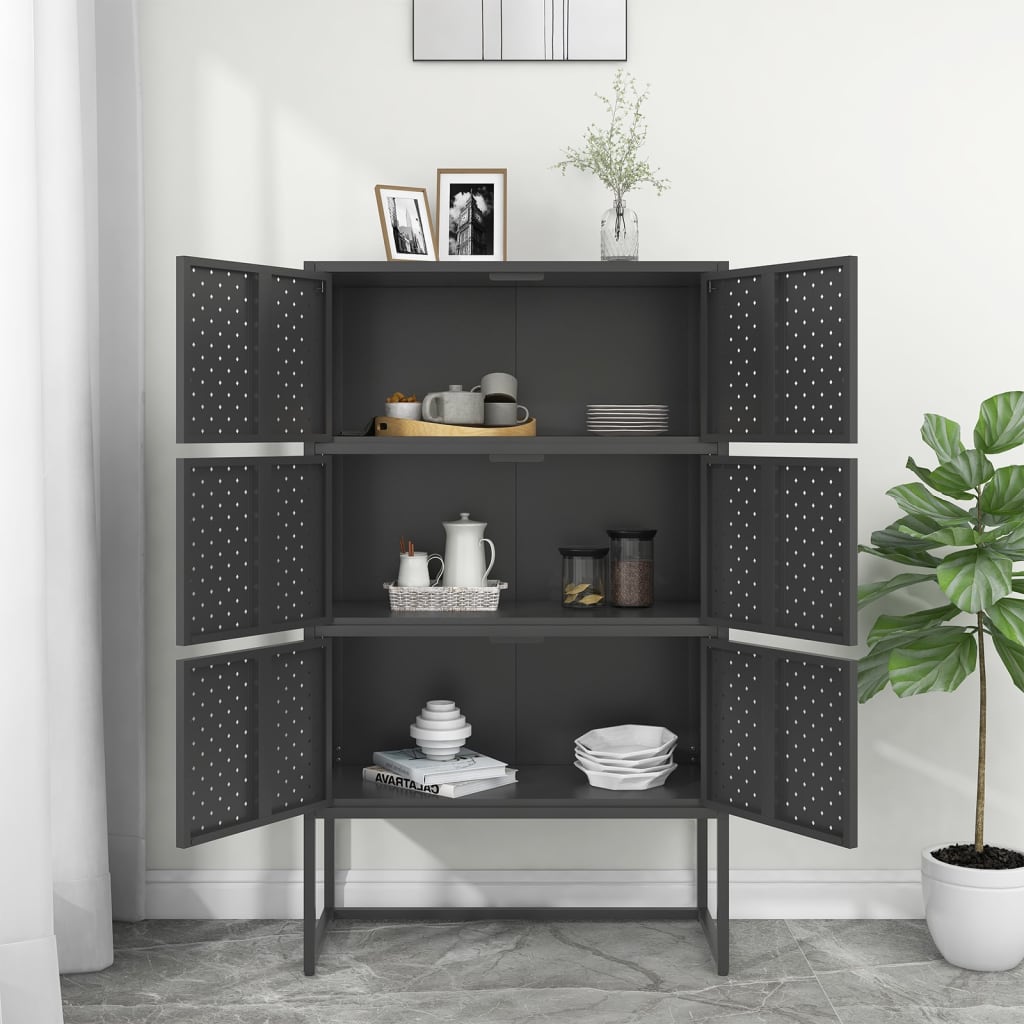 vidaXL Storage Cabinet Sideboard Cabinet for Entryway Bedroom Office Steel-17