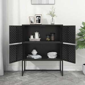 vidaXL Storage Cabinet Sideboard Cabinet for Entryway Bedroom Office Steel-2