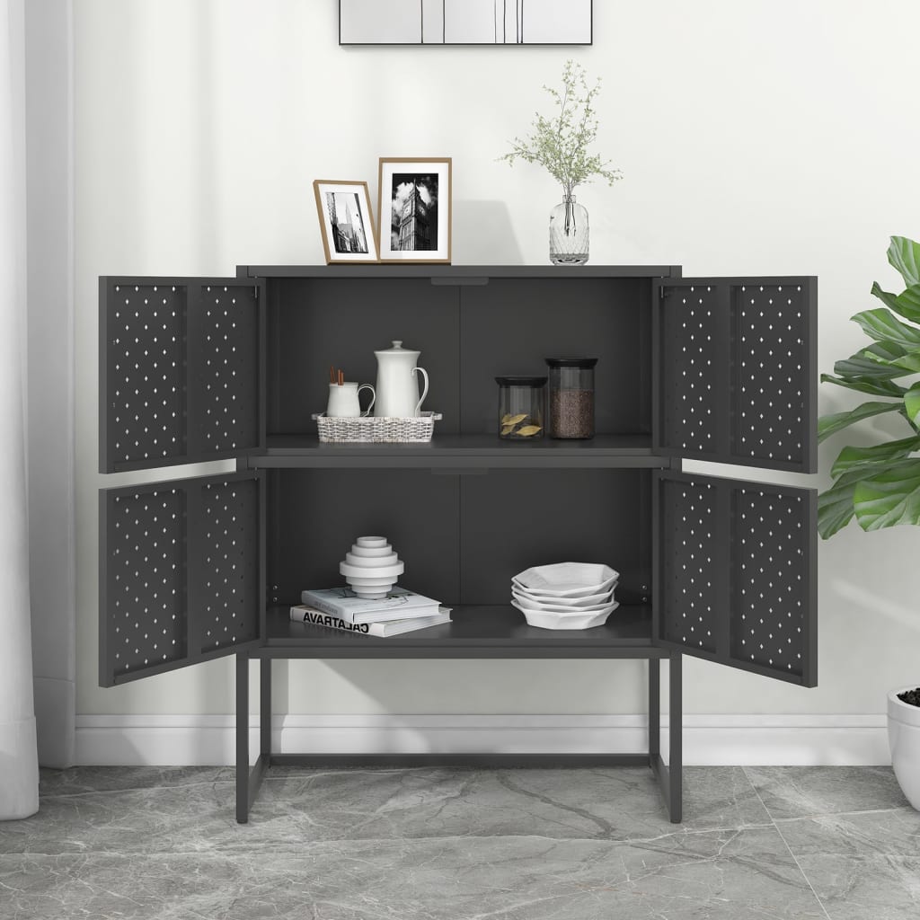 vidaXL Storage Cabinet Sideboard Cabinet for Entryway Bedroom Office Steel-14