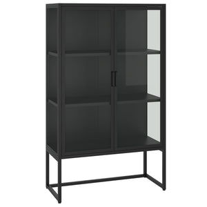 vidaXL Storage Cabinet for Entryway Hallway Office Steel and Tempered Glass-5