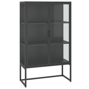 vidaXL Storage Cabinet for Entryway Hallway Office Steel and Tempered Glass-20