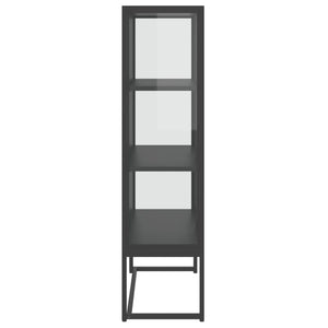 vidaXL Storage Cabinet for Entryway Hallway Office Steel and Tempered Glass-6