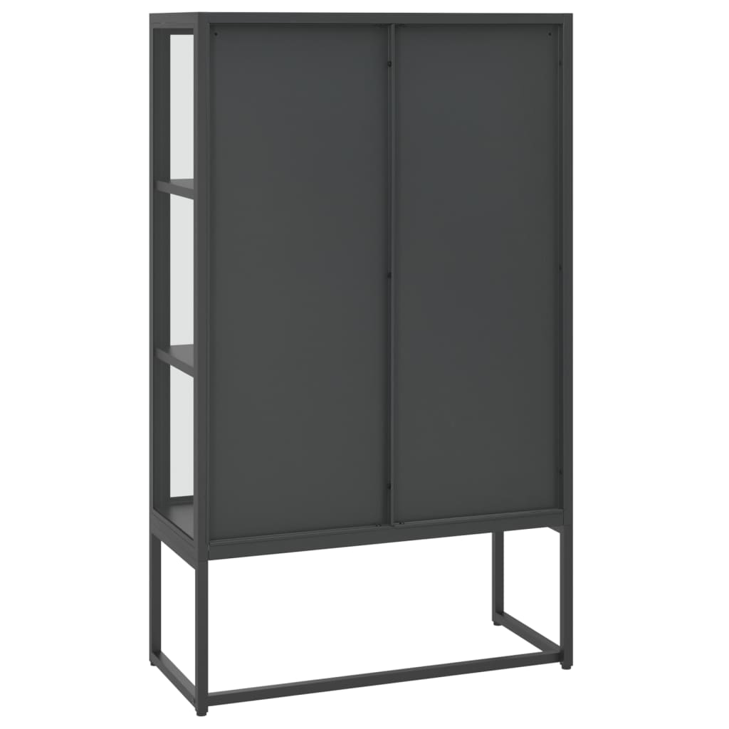 vidaXL Storage Cabinet for Entryway Hallway Office Steel and Tempered Glass-9