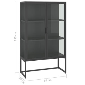 vidaXL Storage Cabinet for Entryway Hallway Office Steel and Tempered Glass-0