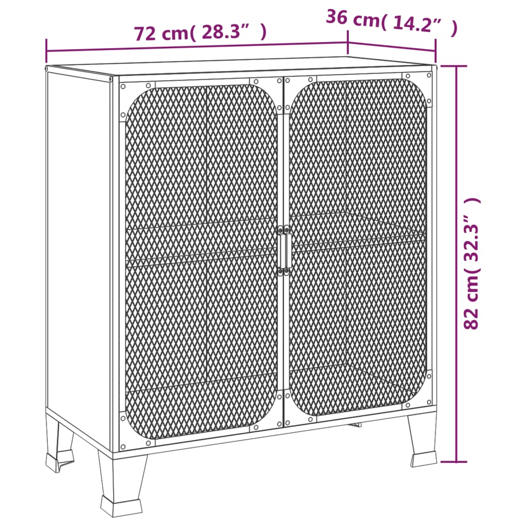 vidaXL Storage Cabinet File Cabinet with Doors for Living Room Metal and MDF-16