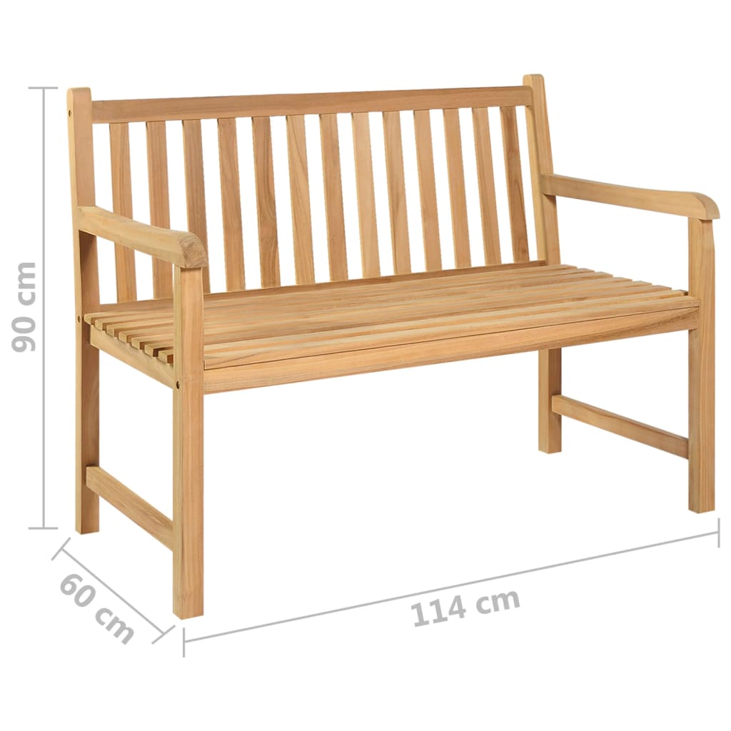 vidaXL Outdoor Patio Bench Garden Front Porch Chair Bench Solid Wood Teak-6