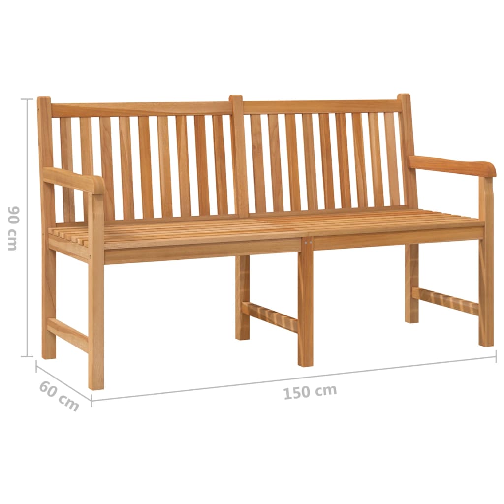 vidaXL Outdoor Patio Bench Garden Front Porch Chair Bench Solid Wood Teak-12