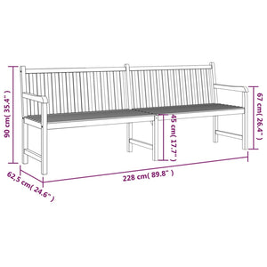 vidaXL Outdoor Patio Bench Garden Front Porch Chair Bench Solid Wood Teak-28