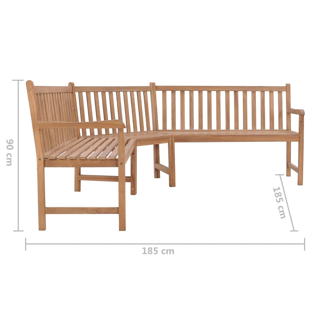 vidaXL Patio Corner Bench 72.8"x72.8"x35.4" Solid Teak Wood-6