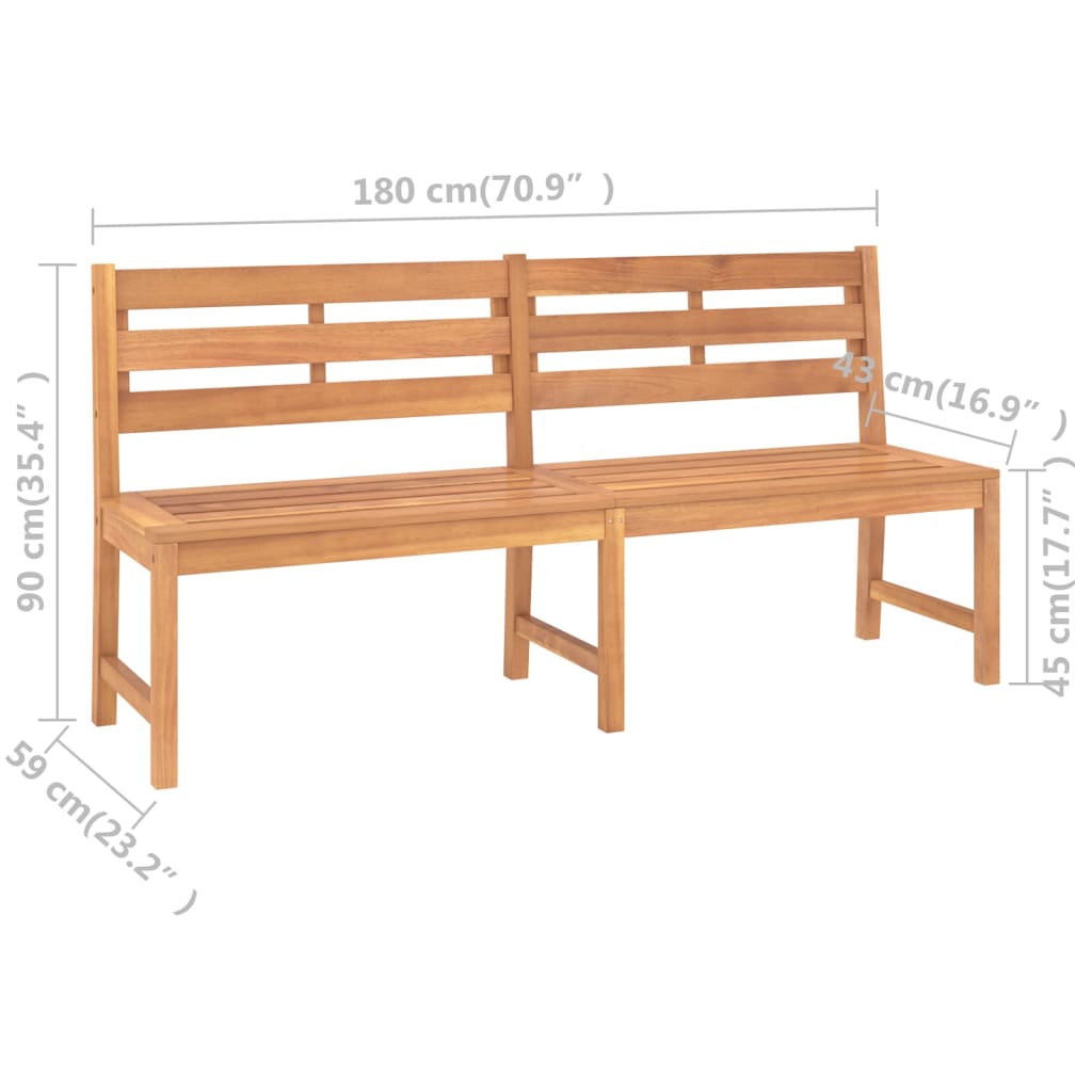 vidaXL Outdoor Patio Bench Garden Park Bench with Backrest Solid Wood Teak-23