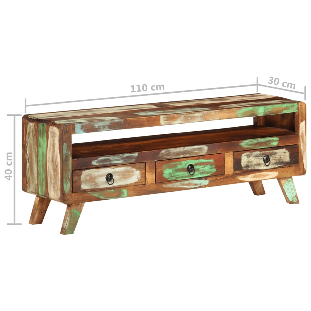 vidaXL TV Stand Multicolor 43.3"x11.8"x15.7" Solid Wood Reclaimed-0