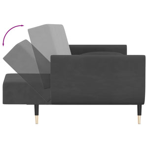 vidaXL 2-Seater Sofa Bed with Two Pillows Dark Gray Velvet-6