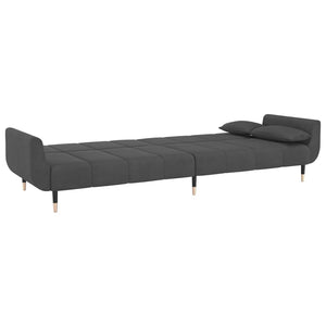 vidaXL 2-Seater Sofa Bed with Two Pillows Dark Gray Velvet-8