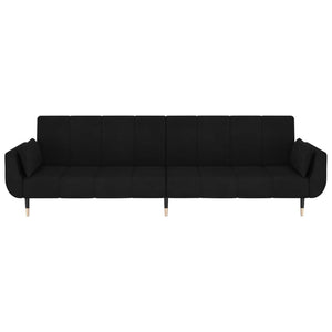 vidaXL 2-Seater Sofa Bed with Two Pillows Black Velvet-5