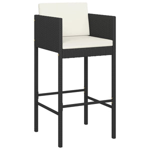 vidaXL Bar Stools 4 pcs with Cushions Black Poly Rattan-38