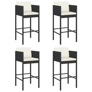 vidaXL Bar Stools 4 pcs with Cushions Black Poly Rattan-13