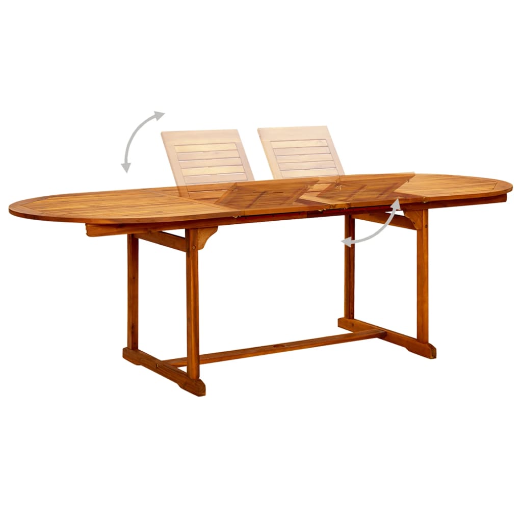 vidaXL Garden Dining Table (63"-94.5")x39.4"x29.5" Solid Acacia Wood-2