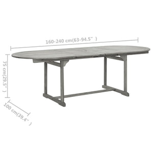 vidaXL Patio Dining Table (63"-94.5")x39.4"x29.5" Solid Acacia Wood-7