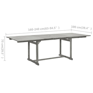 vidaXL Patio Dining Table (63"-94.5")x39.4"x29.5" Solid Acacia Wood-6